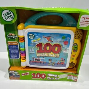 NEW LeapFrog 100 Things That Go Bilingual Take-Along Book for Kids-Teaches Words